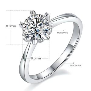 Bague de créateur 6,5 mm, bagues moissanite pour femmes, bague d'amour, bague de fiançailles, bague en or, cadeau de la Saint-Valentin, M01A 5A avec boîte-cadeau, bague en argent, vente en gros d'usine de bijoux