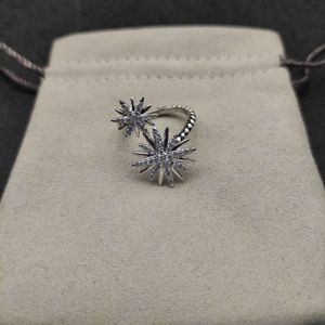 Bague de créateur Davids Yurmas Jewelry DY haut de gamme ouverte double tournesol pleine bague en diamant taille 6 et 8 peut être ajustée