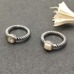 Designer Ring Davids Yurmas Sieraden DY hoge editie 6mm Fat Square White Diamond Pearl Ring Us Sizes 6-7-8-9 Vier maten