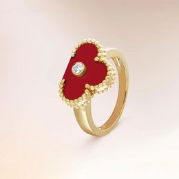 Designer Ring Diamond Designer's Classic Engagement Ring Fashion Shell Mother Shell Clover Ring Hoogwaardige 18K Gold Poled Non Fading Ring Luxe Gift Sieraden