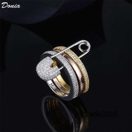 Bague de créateur Donia, bijoux de luxe exagérés, trois cuivres incrustés de zircons, cadeaux créatifs européens et américains