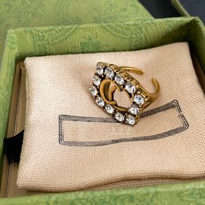 Designer Ring Voor Mannen Luxe 18K Verguld Retro Goud Verstelbare Ring Strass Charme Cadeau Klassiek Merk Liefde Sieraden Lente Mode Stijl