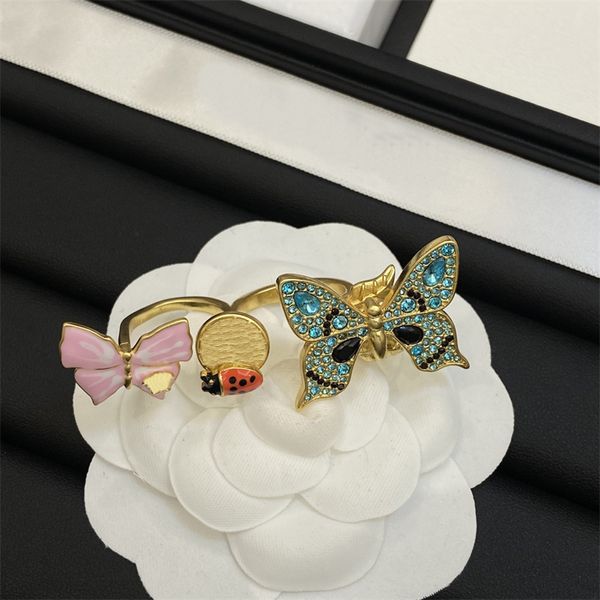 Designer-Ring für Frauen, extravaganter Schmetterling, goldener Ring, hochwertige Vintage-Buchstabenringe, Damen- und Herren-Hochzeitsschmuck, Party-Geschenke