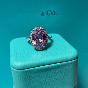 Designer ring voor vrouwen luxe diamanten ring hoge kwaliteit sieraden cadeau paarse edelsteen ring met originele doos