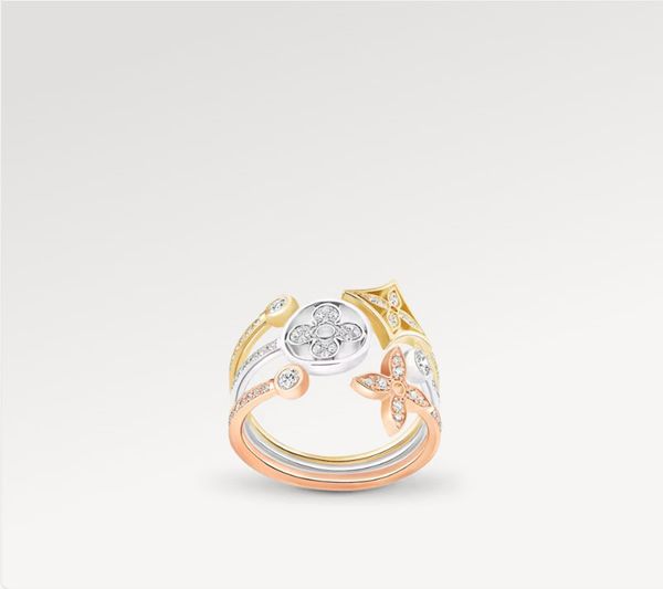 Anneau de créateur pour femmes Anneau de diamant de luxe Old Flower Open Ring Wedding Gold Ring Fashion Classic Classic High Quality Jewelry