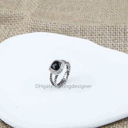 Bague de créateur en or pour femmes, bijoux de mariage de mode, noir, luxe, amour incrusté, anneaux en argent 18 carats, fiançailles, Onyx CZ, accessoires de banquet 0UL7