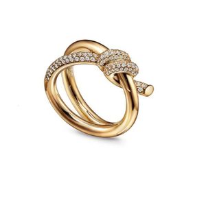 anneau de designer dames corde noeud anneau de luxe avec diamants mode tilfony anneau pour les femmes classique bijoux moissanite anneau plaqué or rose de mariage