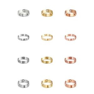 Love Screw Rings Bandes Bijoux Diamants Cubic Zirconia CZ pour Hommes Femmes Designer Luxe Acier Inoxydable Titane Or Rose Jaune 18K Argent Bijoux Tailles 5 6 7 8 9