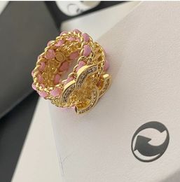 Designer Ring Luxury merk Letters ringen goud vergulde koper koper open band ringen mode kristallen ring voor vrouwen bruiloft sieraden geschenken nieuw