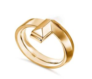 Designer Ring Luxury merk T 22 IFF Classic Double T Gold Compated Jewelry Fashion Simple Band Rings topkwaliteit Valentine039S DA3346931294