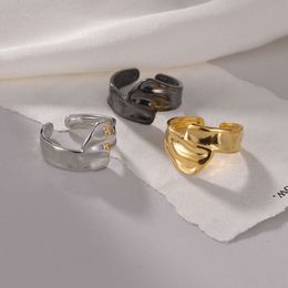 Anillo de diseñador Joyas de lujo Patrón de olas de agua popular Titanium Steel Women's con anillo de apertura ajustable Delicada elegancia