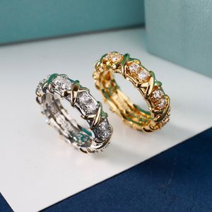 Designer ring luxe vrouwen designer draad crossover ring zilver mode klassieke sieraden Paar stijlen Jubileumcadeau Bruiloft Liefhebbers Geschenken met diamanten goed