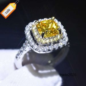 Designerring PT950 geplatineerde Mosan voorstel prinses vierkante diamanten ring