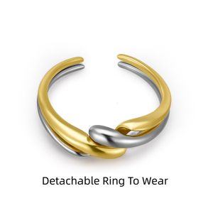 Bague de créateur rétro classique, couleur or et argent, bague enroulée assortie, un anneau, deux façons de porter