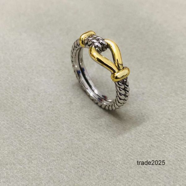 Bague de créateur anneaux Dy torsadé bicolore croix femmes mode platine plaqué noir Thai argent vente chaude bijoux bague de luxe