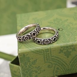 Anillos de anillo de diseñador para mujeres letras moda sier viña patrón de moda