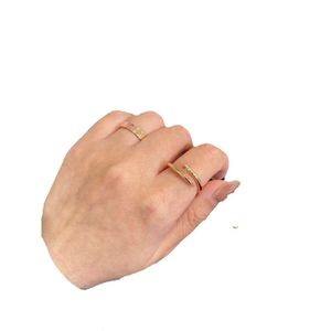 Designer ring dunne nagel diamanten ring van topkwaliteit voor vrouw man galvaniseren klassiek premium rosé goud met doos