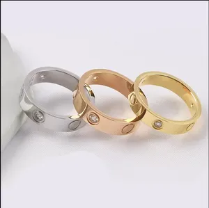 Bague de créateur en acier titane, bague d'amour pour hommes et femmes, bijoux cadeaux de Couple, taille 5-11 avec boîte