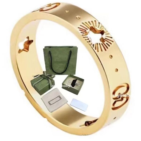 Anillo de diseñador Ring para mujer Anillos de la estrella Regalo de joyería de la banda de plata chapada en oro