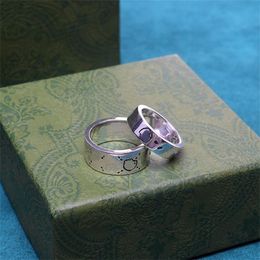 Sonneurs de créateurs pour femmes pour hommes argent personnalité en céramique pixie crâne marguerite couple paire anneau mode bijoux de luxe de luxe