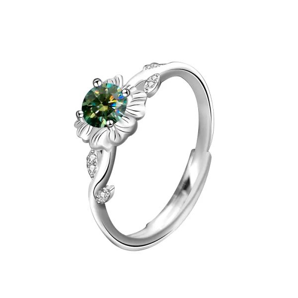 anillos de diseñador anillo de amor para mujer anillo de diamantes anillos de diseñador para mujer # 6 Plata de ley 925 GIRASOL Moissanite Anillo Compromiso Día de San Valentín novias regalos