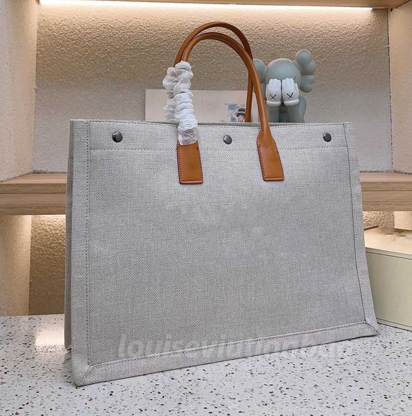 Designer Rive Gauche Beach Tote Bag Femmes toile et cuir tressé grande capacité Sac à main de luxe Shopping Sac à main Top Linen Travel Satchel Wallet Totes 103837