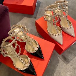Designer Rivet High Heels Dames Sandals Luxe Hoge hakken 6 cm 8 cm 10 cm 12 cm schoenen bruiloftsklinknagelschoenen puntige teen stiletto's 35-44