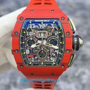 Diseñador RM Colección de relojes de pulsera Rm11-03 Reloj mecánico automático Rm1103 Fq Red Ntpt Calendario de fibra de carbono Mes Cronología Garantía