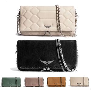 Designer Rock Swing Your Wings Zadig Voltaire Sac à main fourre-tout pour femme Épaule en cuir véritable Chaîne d'aile Portefeuille noir de luxe matelassé Pochette à bandoulière