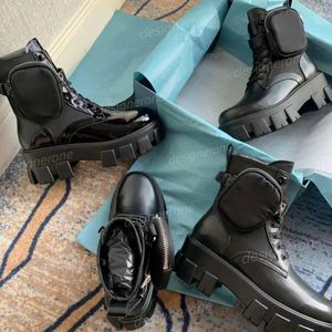 Diseñador Rois botines Monolith Triangle logo botas casuales de cuero negro para mujer agregar zapatillas de plataforma Cloud Classic charol mate mocasines botas de cuero