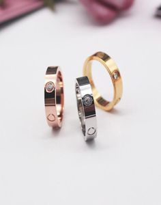 Designer Rose Gold en acier inoxydable Crystal Femme Jewelry Love Ring Men Men Prome Rings pour les femmes Femme Gift Engagement avec Bag5748283