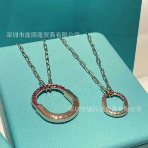 Ontwerper ROSE Same tiffay en co Lock Ketting Dames 18k Rose Gold Medium Head U-vormige Diamond Sweater Chain 1 Hoge versie