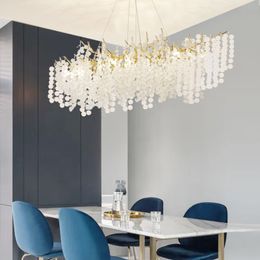 Chandelier de pendentif en cristal rond designer pour le salon table à manger de la cuisine