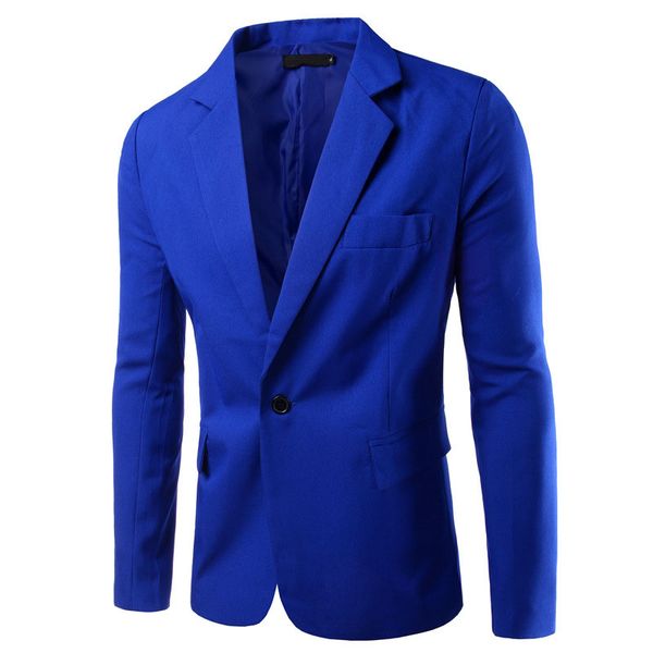 Designer Royal Blue Blazer Hommes Costume Décontracté Solide Couleur Hommes Blazers Veste Manteau XXXL Taille Seul Bouton B01