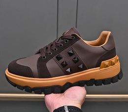 Designer loop kwaliteit klinknagel echt lederen koehide lichtgewicht oxford sportschoenen mode mannen zweet absorptie brea 2345