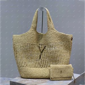 Designer Raffia's The Tote Bags Handbeklaagde Strawtas Handtas Grote capaciteit Women Beach Travel Zomervakantie Schouderwinkelzakken
