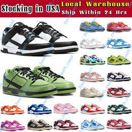 Chaussures de course designer hommes femmes baskets plates basses blancs noirs panda chaussure d'entrepôt local us stockage triple rose vert aux États-Unis dhgate mens sportives