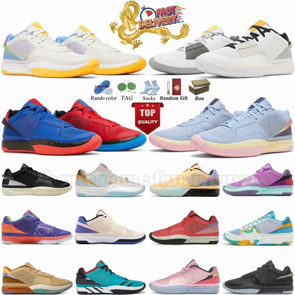 Ja 1 Chaussures de basket-ball JA Morant Chaussure pour hommes 1S EYBL Nationals Day One Fuel Scratch Hunger Noël Guava Ice Light Smoke Grey Trivia TENIS Homme Baskets Baskets de sport