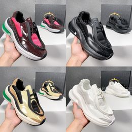 Designer hardloopschoenen platform sneakers kalfsleer stof suède elementen sieren glanzend lederen sneaker mannen vrouwen trainers maat 35-46 met doos