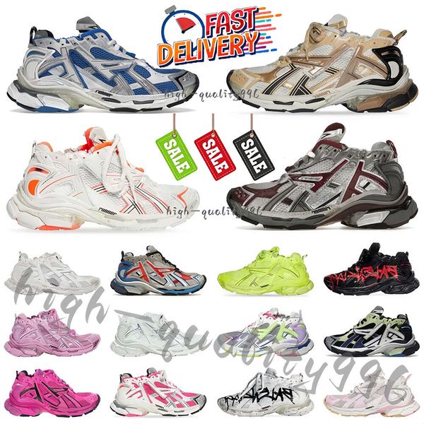 Chaussures de course de créateurs Runner 7.0 Noir Blanc Rose Bleu Rose Gris Beige Vin Graffiti Baskets de jogging colorées Chaussures de basket-ball de sports de plein air pour hommes et femmes