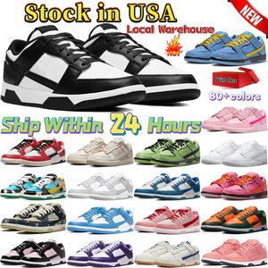 Chaussures de course designer Us Stocking Men Sneakers bas White Blanc Black Black Panda Local Warehouse Triple Rose Green Glow actif Fuchsia aux États-Unis Mentille Femme Fresque décontractée Gai B