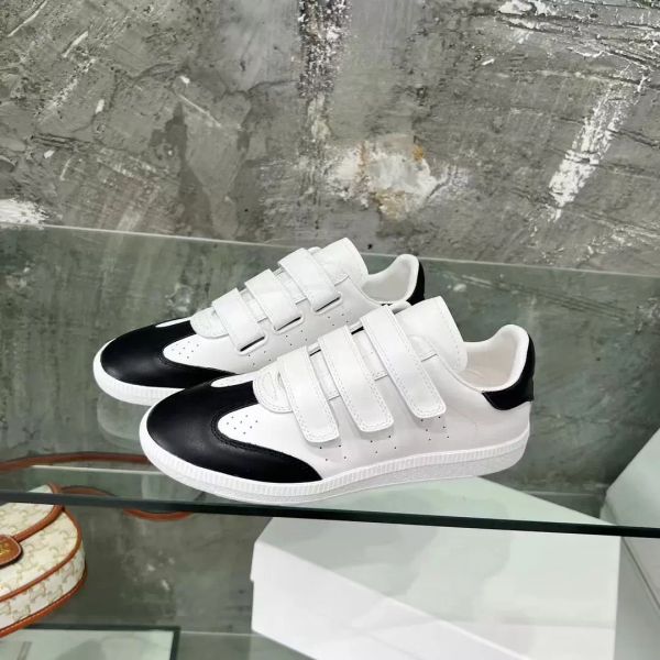 Chaussures de piste de créateurs Isabel Paris Marant Sneakers Beth Grip-Strap Leather Low-top Beth Leather Sneakers Fi Isabel White Black Trainers Taille 35-4 L9HT #