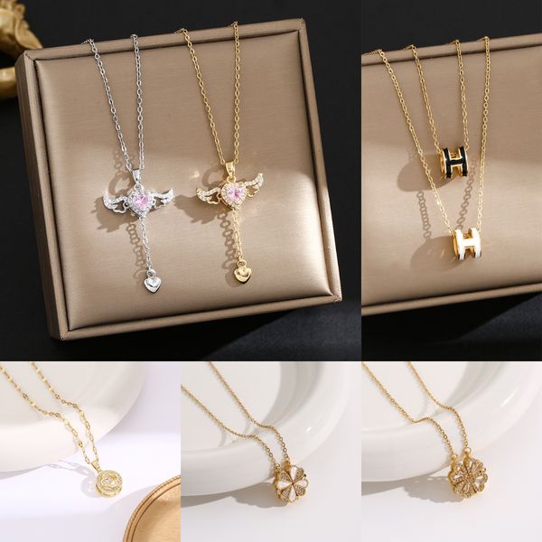 Los collares de mujeres de oro de Gold Gold de 20 18 km de diseñador, adecuados para bodas, reuniones sociales y collares de alta calidad.Alas de ángel de Cupido.