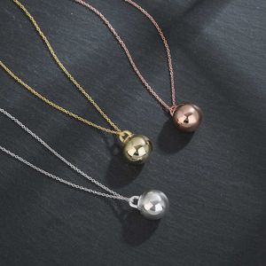 Merk 925 Sterling Silver Simple Style Round Ball Pendant ketting Licht Luxe Brandins Fashion Collar Chain