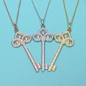Merk Iris Key Necklace van designer 925 Sterling verzilverde 18k gouden diamanten bezaaide sleutelhanger sleutelbeen ketting