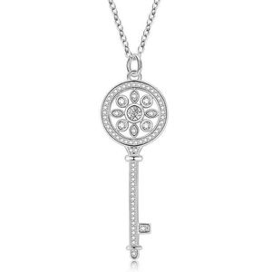 Het merk Key Key Ketting Sweater -keten Hangketen Vrouwelijke sieraden Diamant ingelegde zilveren mode Simple Anti Allergy Svae