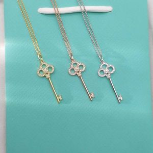 Merk S925 Pure Silver ketting Dames Rose Gold Diamond Key Crown Heart Hanger Klaafiekketen Instagram Stijl