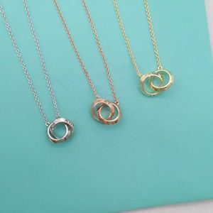 Ontwerper merk S925 Sterling Silver Double Circle Ring ketting hanger voor dames gepersonaliseerde mode Instagram Style Peoples Day Gift