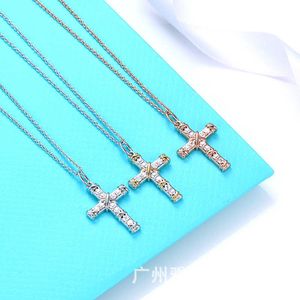 Het merk van de ontwerper Same Cross ketting dames mode x-vormige diamant diamant sleutelbeen kettingkleurscheiding elektroplimeren elektropleren kruishanger