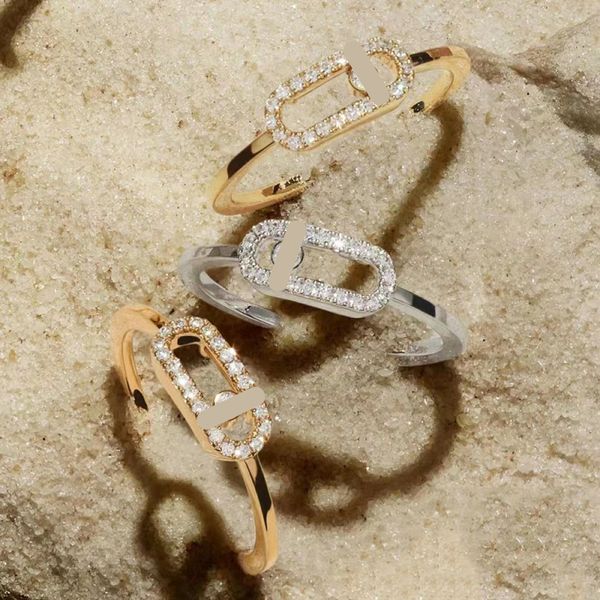 Diseñador clásico romántico moda serie M anillo de mujer oro rosa deslizante tres diamantes joyería personalizada pareja compromiso regalo de lujo